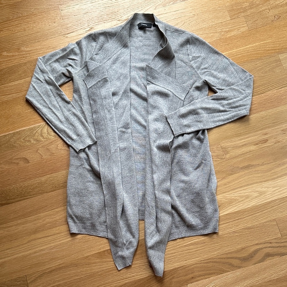 Theory 100% Merino Wool Open Cardigan Sweater Size P